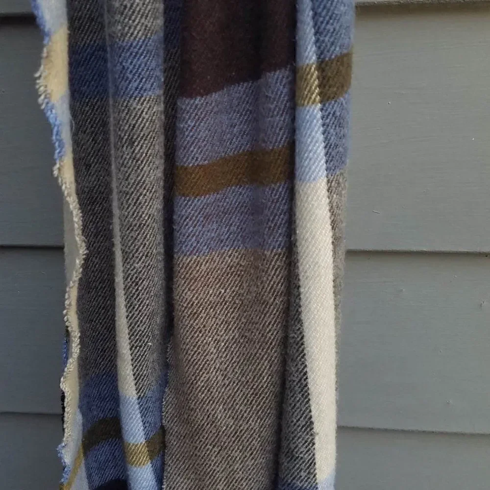 Cashmere feel Italian Design Brown Blue Tan Scarf